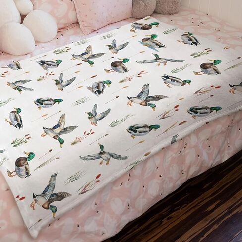 Watercolor Mallard Duck Hunting Baby Blanket for Boy Girl Duck Hunting Nursery Decor Swaddle Blanket Wild Duck Leaves Flannel Soft Receiving Blankets Toddler Nursery Bed Crib Blanket Playmat 30x40 in Saudi Arabia