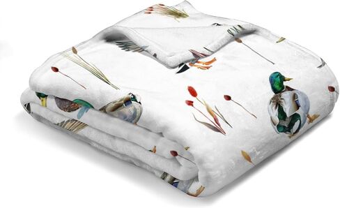 Watercolor Mallard Duck Hunting Baby Blanket for Boy Girl Duck Hunting Nursery Decor Swaddle Blanket Wild Duck Leaves Flannel Soft Receiving Blankets Toddler Nursery Bed Crib Blanket Playmat 30x40 in Saudi Arabia