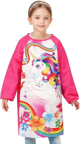 WERNNSAI Kids Art Smocks Boys Girls Smock for Painting Waterproof Artist ApronLong Sleeve Pocket Toddler Smock Apron Age 4-12 in Saudi Arabia
