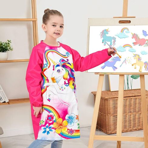 WERNNSAI Kids Art Smocks Boys Girls Smock for Painting Waterproof Artist ApronLong Sleeve Pocket Toddler Smock Apron Age 4-12 in Saudi Arabia