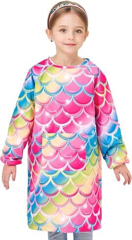 WERNNSAI Kids Art Smocks Boys Girls Smock for Painting Waterproof Artist ApronLong Sleeve Pocket Toddler Smock Apron Age 4-12 in Saudi Arabia