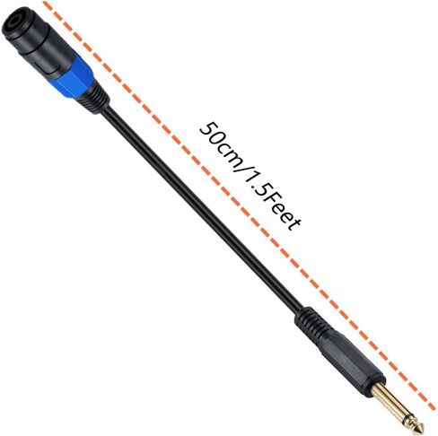 MTUERANC Speakon to 1/4 Mono Speaker Cable, 6.35mm (1/4") TS Plug to Speakon Female Speaker Audio Adapter for DJ/PA Speaker Cord with Twist Lock -50cm/0.5FT (Speakon Female to 1/4 Male Straight) in Kuwait