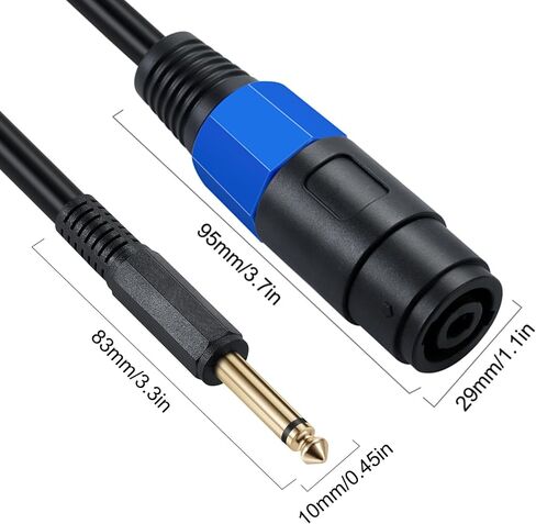 MTUERANC Speakon to 1/4 Mono Speaker Cable, 6.35mm (1/4") TS Plug to Speakon Female Speaker Audio Adapter for DJ/PA Speaker Cord with Twist Lock -50cm/0.5FT (Speakon Female to 1/4 Male Straight) in Kuwait