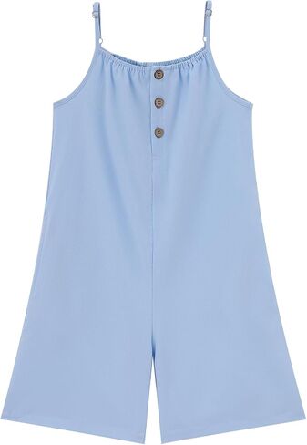 LIONJIE Girl's Sleeveless Jumpsuits Spaghetti Strap Loose Romper Summer Short Pants with Pockets 3-12 Years in Saudi Arabia