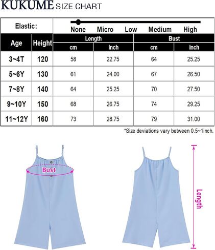 LIONJIE Girl's Sleeveless Jumpsuits Spaghetti Strap Loose Romper Summer Short Pants with Pockets 3-12 Years in Saudi Arabia