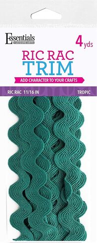 أساسيات من Leisure Arts RIC Rac 11/16" 4 ياردات تروبيك - زخرفة ريك راك للخياطة - زخرفة ريك راك مموجة للخياطة والحرف اليدوية - شريط ريك راك - ريك راك تقليم استوائي in Kuwait