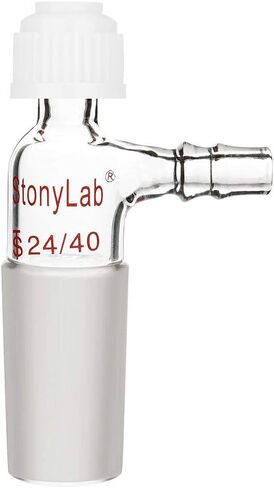 محول ميزان حرارة مدخل زجاجي من StonyLab، وصلة 24/40 مع وصلة خرطوم مسننة جانبية وأواني زجاجية مختبرية ذات غطاء ضغط in Kuwait