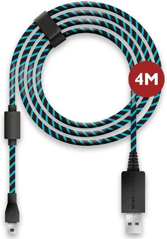 Lioncast Controller Cable for Xbox One and PS4 with Textile Cover Protection and Cable Strap Organizer | ps4 Charger Cable | Controller Charging Cable | Micro USB 2.0; 1 x 4 Meters – Blue and Black in Saudi Arabia