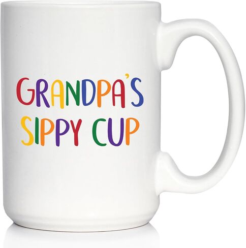 Grandpa's Sippy Cup - Coffee Mug Gift for Grandfathers - Fun Birthday Cups - Large 15oz White Ceramic Mug in Saudi Arabia