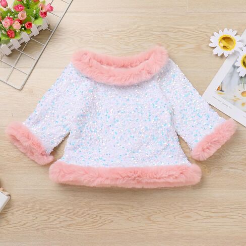 OBEEII Easter Outfit for Kids Girl, 3/4 Sleeve Sequins Velvet Pullover Top + Bell Bottom Pants + Bunny Headband 3pcs Set in Saudi Arabia