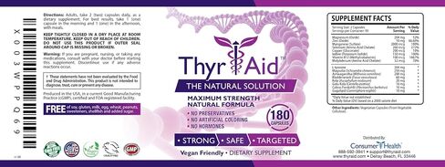 ThyrAid - Thyroid Support Supplement - Boost Metabolism and Energy - Iodine, Kelp - Vegan - 360 Capsules (6 Month Supply) in Saudi Arabia
