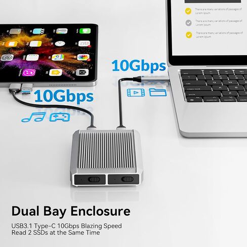 حاوية Yottamaster Dual Bay NVMe، قارئ محول USB C خارجي NVMe SSD بدون أدوات لمفتاح M PCIe 2230/2242/2260/2280 M.2 SSD حتى 2X4 تيرابايت، يدعم Trim & UASP & Smart [TR13-2N] in Kuwait