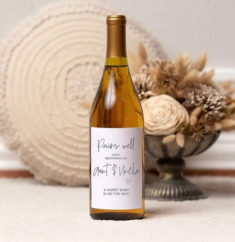 Aunty & Uncle to Be Pregnancy Reveal Small Wine Labels, Set of 3, for Brother, Sister and Friends, Announcements Gifts, Wine Bottle Stickers, Promoted to Aunt, I’m Pregnant in Saudi Arabia