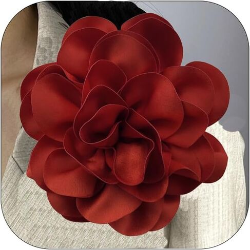 19mm Extra Large Rose Flower Brooches Lapel Pins Dainty Satin Fabric Brooches Big Camellia Flower Brooch Pin for Women Wedding Part Dance Clothes Accessories Jewelry Gifts in Saudi Arabia