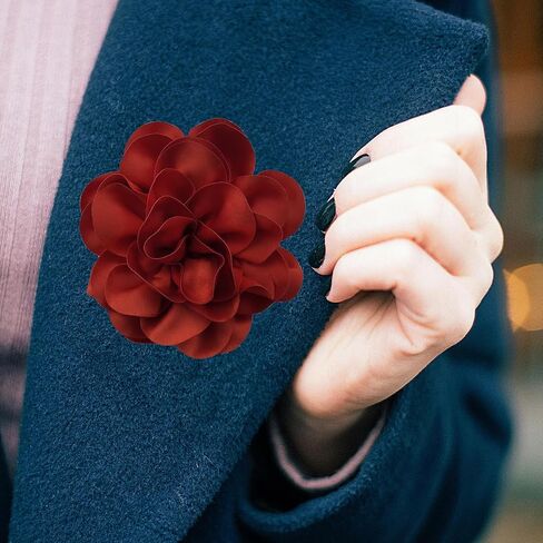 19mm Extra Large Rose Flower Brooches Lapel Pins Dainty Satin Fabric Brooches Big Camellia Flower Brooch Pin for Women Wedding Part Dance Clothes Accessories Jewelry Gifts in Saudi Arabia