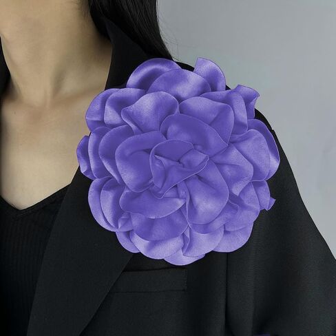 19mm Extra Large Rose Flower Brooches Lapel Pins Dainty Satin Fabric Brooches Big Camellia Flower Brooch Pin for Women Wedding Part Dance Clothes Accessories Jewelry Gifts in Saudi Arabia