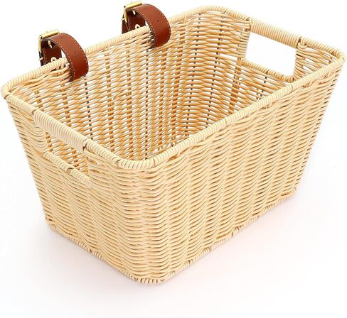 سلة أمامية للدراجة من ANZOME، سلة دراجة من الخيزران المنسوجة يدويًا مع مقابض حمل جانبية مزدوجة | سلة دراجة بمقود أمامي أنيقة للتسوق والنزهات والتنقل in Kuwait