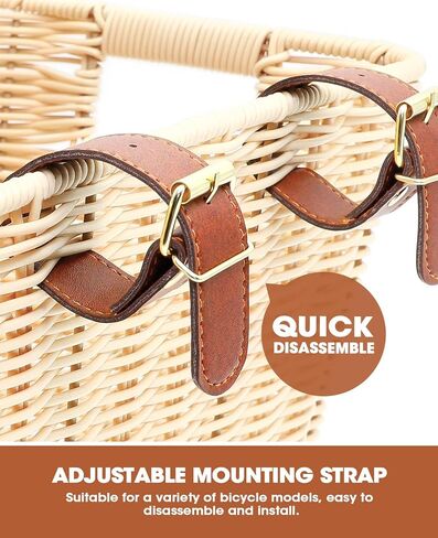 سلة أمامية للدراجة من ANZOME، سلة دراجة من الخيزران المنسوجة يدويًا مع مقابض حمل جانبية مزدوجة | سلة دراجة بمقود أمامي أنيقة للتسوق والنزهات والتنقل in Kuwait