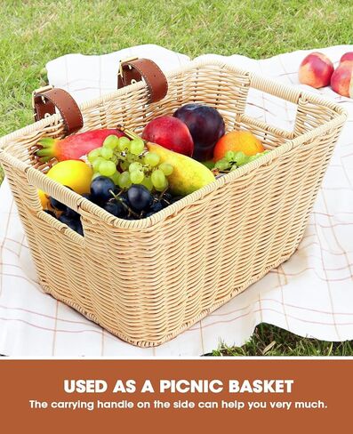 سلة أمامية للدراجة من ANZOME، سلة دراجة من الخيزران المنسوجة يدويًا مع مقابض حمل جانبية مزدوجة | سلة دراجة بمقود أمامي أنيقة للتسوق والنزهات والتنقل in Kuwait