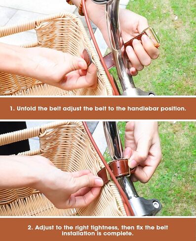 سلة أمامية للدراجة من ANZOME، سلة دراجة من الخيزران المنسوجة يدويًا مع مقابض حمل جانبية مزدوجة | سلة دراجة بمقود أمامي أنيقة للتسوق والنزهات والتنقل in Kuwait