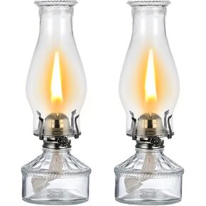 Warm Home Mood Lighting Classic Kerosene Lamp for Indoor Use Large Clear Glass Chamber Oil Lamps Lanterns 12.59" Heigh in Kuwait