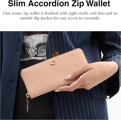 Coach Women's Essential Slim Accordion Zip Wallet Accessory-Travel, B4/Fuchsia in Saudi Arabia