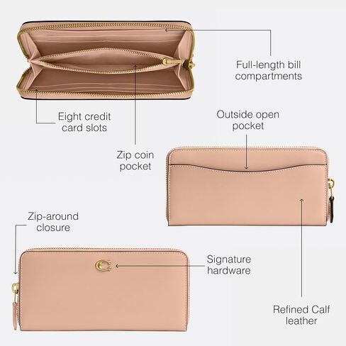 Coach Women's Essential Slim Accordion Zip Wallet Accessory-Travel, B4/Fuchsia in Saudi Arabia