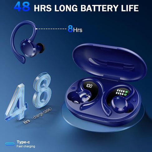 Wireless Earbuds Bluetooth Headphones, Bluetooth 5.3 Earbuds with Immersive HiFi Stereo, 2023 New 48Hrs Wireless Ear Buds Over Ear, HD Mic, Comfortable Sport Earhooks, IP7 Waterproof in Ear Earphones in Kuwait