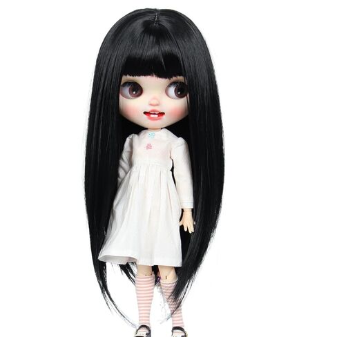 فقط 1pc شعر مستعار من 10 إلى 11 بوصة دمى رأس طويلة مستقيمة (أحمر داكن) in Kuwait