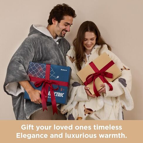 Bedsure Heated Blanket Wearable Shawl - Electric Wrap Poncho Blanket Hoodie for Adult, Birthday Gifts for Mom Women, Sherpa Heating Throw with 4 Time Settings & 6 Heat Settings, 50x64 inches, Grey in Saudi Arabia