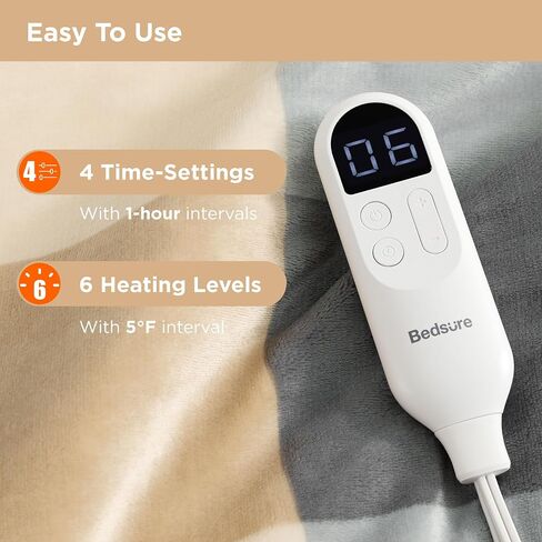Bedsure Heated Blanket Wearable Shawl - Electric Wrap Poncho Blanket Hoodie for Adult, Birthday Gifts for Mom Women, Sherpa Heating Throw with 4 Time Settings & 6 Heat Settings, 50x64 inches, Grey in Saudi Arabia