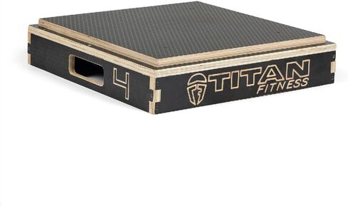 صندوق بليومتري خشبي قابل للتكديس مقاس 4 بوصات من Titan Fitness مضاد للانزلاق، صندوق Plyo للخدمة الاحترافية، صندوق قفز للقفز، تدريب في صالة الألعاب الرياضية في المرآب المنزلي in Saudi Arabia