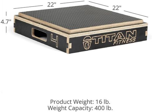 صندوق بليومتري خشبي قابل للتكديس مقاس 4 بوصات من Titan Fitness مضاد للانزلاق، صندوق Plyo للخدمة الاحترافية، صندوق قفز للقفز، تدريب في صالة الألعاب الرياضية في المرآب المنزلي in Saudi Arabia