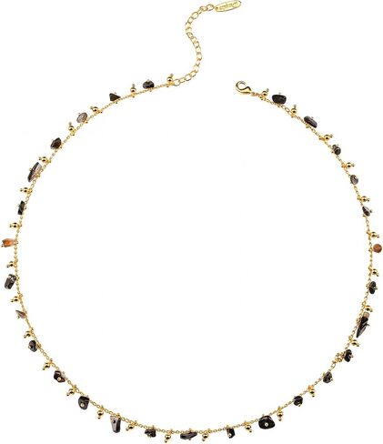 Montana West x Wrangler Gold Plated Chain Choker Necklace for Women, 18k Gold Plated Lightweight CZ Beaded Dainty Jewelry in Kuwait