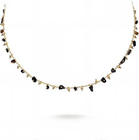 Montana West x Wrangler Gold Plated Chain Choker Necklace for Women, 18k Gold Plated Lightweight CZ Beaded Dainty Jewelry in Kuwait