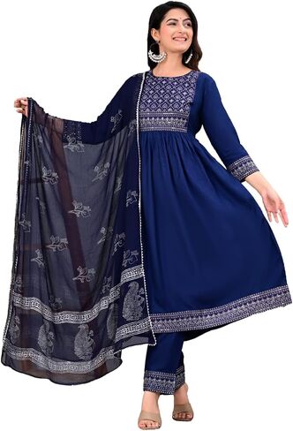 TUNIC TUNIC للسيدات الهنديون Rayon Red Anarkali Kurtis Pant يتجه W Nazmeen DuPatta/Anarkali Kurti Red in Kuwait
