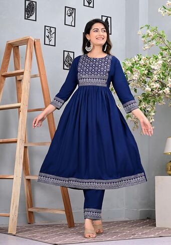 TUNIC TUNIC للسيدات الهنديون Rayon Red Anarkali Kurtis Pant يتجه W Nazmeen DuPatta/Anarkali Kurti Red in Kuwait