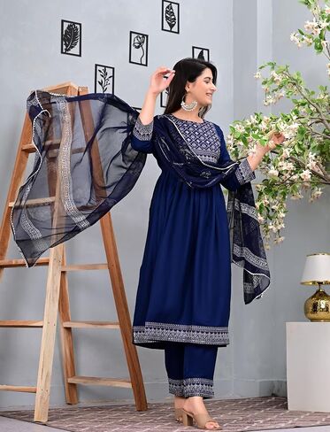 TUNIC TUNIC للسيدات الهنديون Rayon Red Anarkali Kurtis Pant يتجه W Nazmeen DuPatta/Anarkali Kurti Red in Kuwait