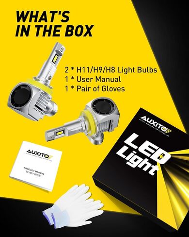 كومبو مصابيح Auxito 9005 H11 ، 9005/HB-3 و H11/H8/H9 استبدال ضوء الضباب ، 60000LM مشرق 6500K أبيض ، حزمة من 4 in Saudi Arabia