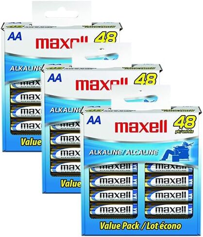 Maxell 723410p جاهز للبطارية القلوية الطويلة وموثوقة AA 10 حزمة مع توافق عالي ، الذهب in Kuwait
