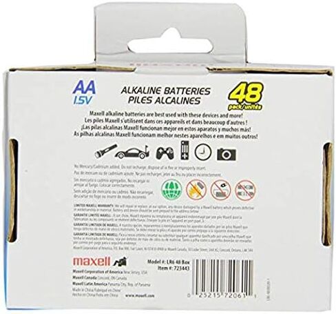 Maxell 723410p جاهز للبطارية القلوية الطويلة وموثوقة AA 10 حزمة مع توافق عالي ، الذهب in Kuwait