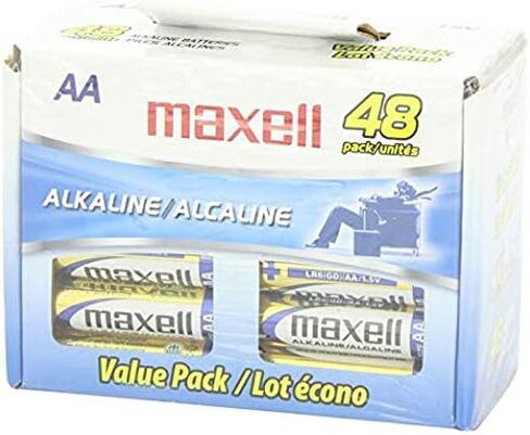 Maxell 723410p جاهز للبطارية القلوية الطويلة وموثوقة AA 10 حزمة مع توافق عالي ، الذهب in Kuwait