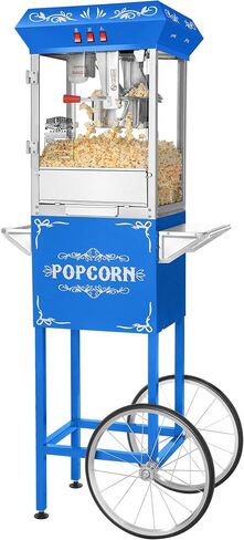 Foundation Popcorn Machine with Cart - 8oz Popper with Stainless-Steel Kettle, Warming Light, and Accessories by Great Northern Popcorn (Red) in Kuwait