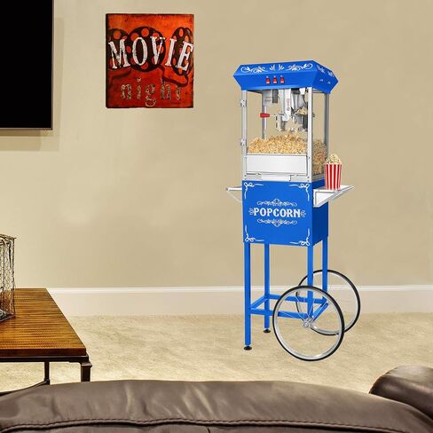 Foundation Popcorn Machine with Cart - 8oz Popper with Stainless-Steel Kettle, Warming Light, and Accessories by Great Northern Popcorn (Red) in Kuwait
