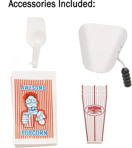 Foundation Popcorn Machine with Cart - 8oz Popper with Stainless-Steel Kettle, Warming Light, and Accessories by Great Northern Popcorn (Red) in Kuwait