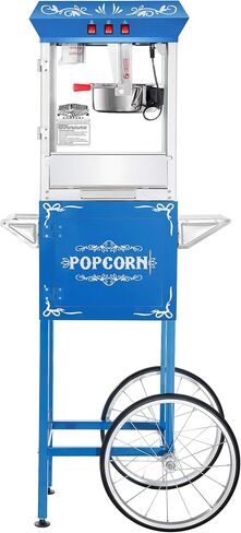 Foundation Popcorn Machine with Cart - 8oz Popper with Stainless-Steel Kettle, Warming Light, and Accessories by Great Northern Popcorn (Red) in Kuwait