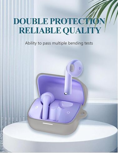 Case for Soundcore by Anker K20i Earbuds, Soft Silicone Protective Portable Scratch Shock Resistant Shell with Cleaner Kit & Carabiner & Lanyard，Blue in Kuwait