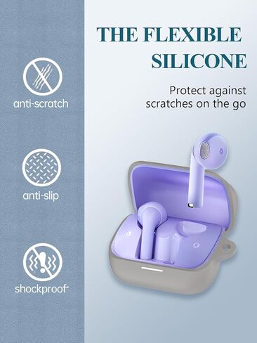 Case for Soundcore by Anker K20i Earbuds, Soft Silicone Protective Portable Scratch Shock Resistant Shell with Cleaner Kit & Carabiner & Lanyard，Blue in Kuwait