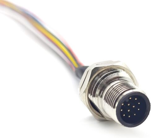 M12 12Pin Straight Male Waterproof Aviation Connector Receptacle Cable, A Coded Unshielded Front Mount Soldered Wire Connector Receptacle 1M Cable（1Meter） in Kuwait