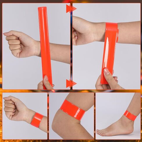 20 Pcs Reflector Snap Bands Fluorescent Slap Armbands High Visibility Slap Reflector Strips Safety Bands for Children Adults Boys and Girls When Cycling Running Hiking Jogging in Kuwait